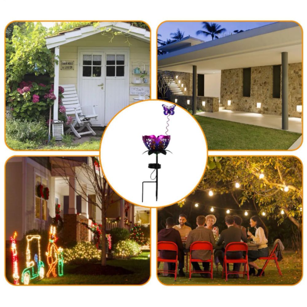 Outdoor Lighting Ground Fixtures - Lotus Şekilli Güneş Enerjili Lamba Demir
