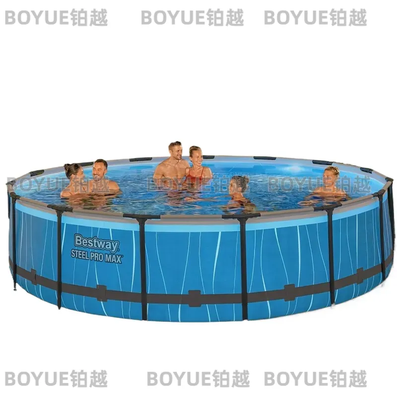 Outdoor Lighting Around Pool - Yuvarlak Çelik Çerçeveli Yerüstü Yüzme Havuzu